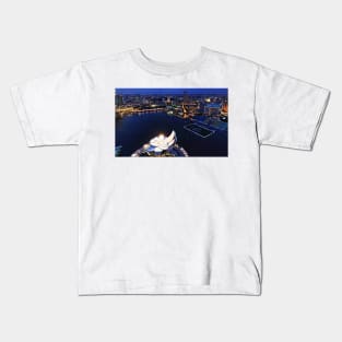 Singapore Skyline & ArtScience Museum from SkyPark at Night Kids T-Shirt